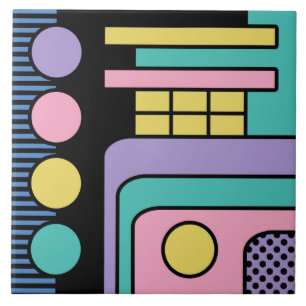 Streamline Moderne Retro Style Geometric Design Fliese