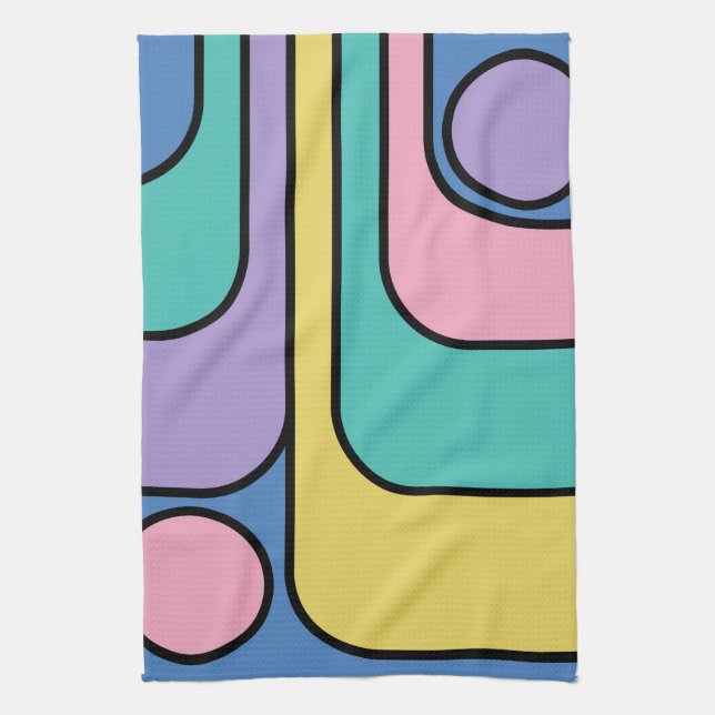 Streamline Moderne Retro Style Geometric Design Geschirrtuch (Vertikal)