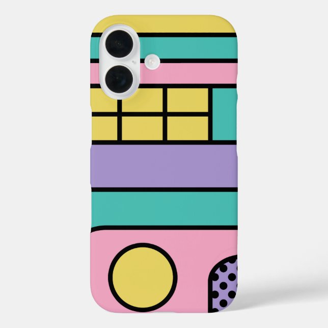 Streamline Moderne Retro Style Geometric Design iPhone 16 Hülle (Rückseite)