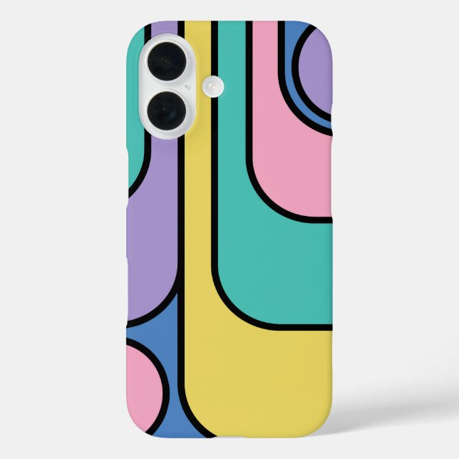 Streamline Moderne Retro Style Geometric Design iPhone 16 Hülle (Rückseite)