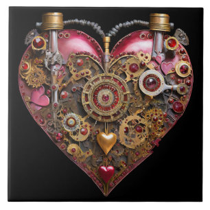 Streampunk-Herz-Rubin-Valentinstag Fliese