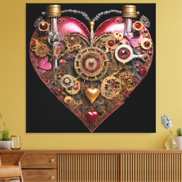 Streampunk-Herz-Rubin-Valentinstag Leinwanddruck