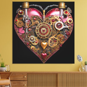 Streampunk-Herz-Rubin-Valentinstag Leinwanddruck