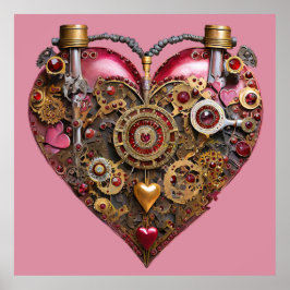 Streampunk-Herz-Rubin-Valentinstag Poster