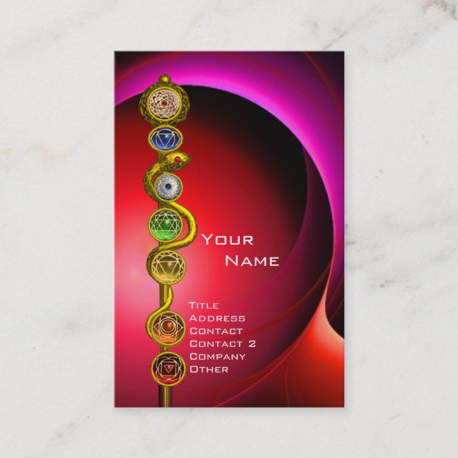 STRECKE ASCLEPIUS,7 CHAKRAS YOGA LOTUS POSE Rot Visitenkarte (Vorderseite)