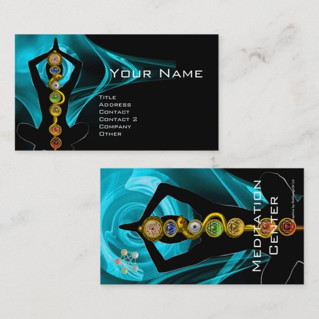 STRECKE ASCLEPIUS,7 CHAKRAS YOGA LOTUS POSE VISITENKARTE (Vorne/Hinten)