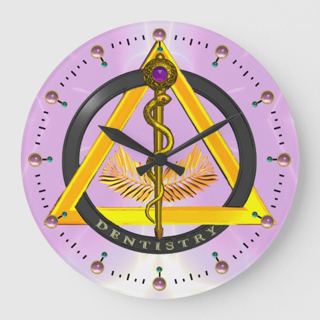 STRECKE DES ASCLEPIUS DENTIST DENTISTRY-SYMBOL,Lil Große Wanduhr (Vorderseite)