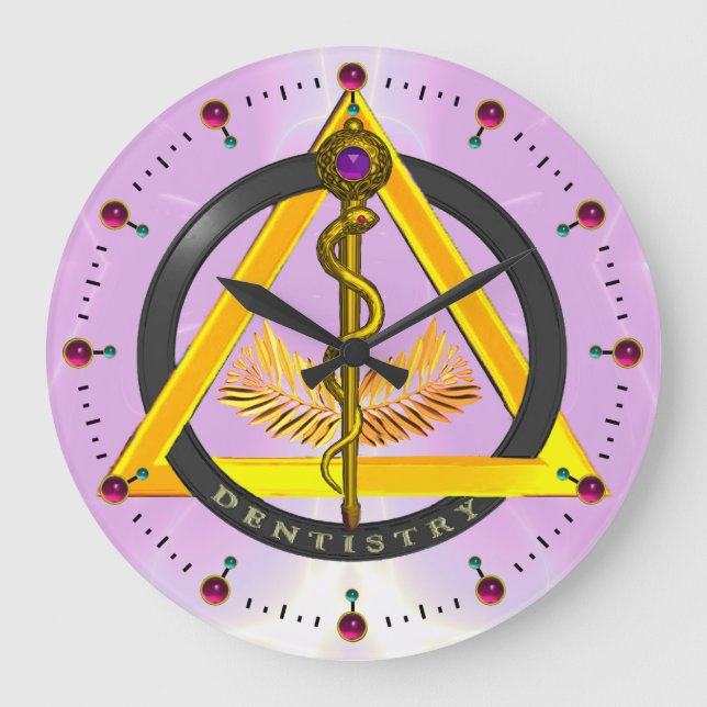 STRECKE DES ASCLEPIUS DENTIST DENTISTRY-SYMBOL,Lil Große Wanduhr (Vorderseite)