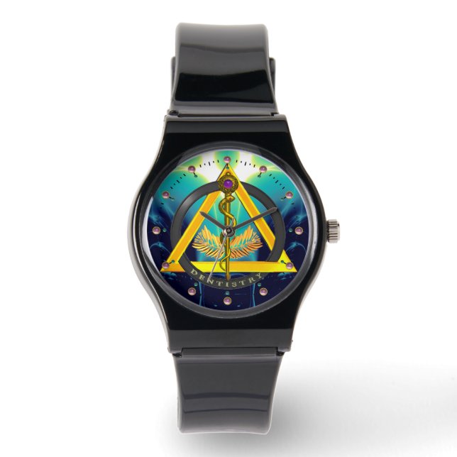 STRECKE DES ASCLEPIUS-ZAHNSYMBOLS, Aquamarin Armbanduhr (Vorderseite)