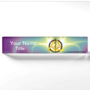 STRECKE DES ASCLEPIUS-ZAHNSYMBOLS, Lila Namensplakette