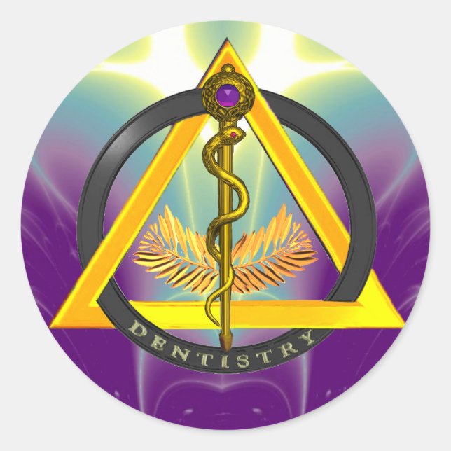 STRECKE DES ASCLEPIUS-ZAHNSYMBOLS RUNDER AUFKLEBER (Vorderseite)