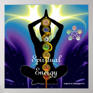 STRECKE VON ASCLEPIUS 7 CHAKRAS, YOGA LOTUS POSE L POSTER
