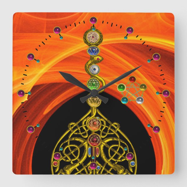STRECKE VON ASCLEPIUS 7 CHAKRAS,YOGA,SPIRITUELLE E QUADRATISCHE WANDUHR (Vorderseite)