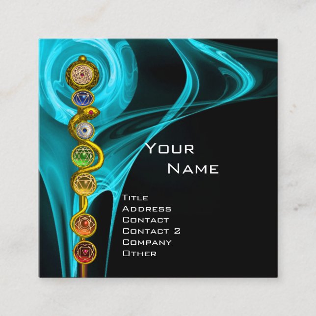 STRECKE VON ASCLEPIUS,7 SCHAKRAS,YOGA,SPIRITUELLE  QUADRATISCHE VISITENKARTE (Vorderseite)