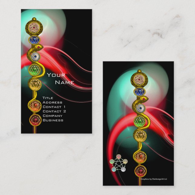 STRECKE VON ASCLEPIUS,7 SCHAKRAS,YOGA,SPIRITUELLE  VISITENKARTE (Vorne/Hinten)