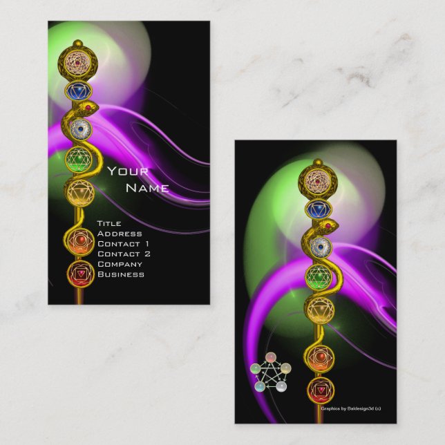 STRECKE VON ASCLEPIUS,7 SCHAKRAS,YOGA,SPIRITUELLE  VISITENKARTE (Vorne/Hinten)