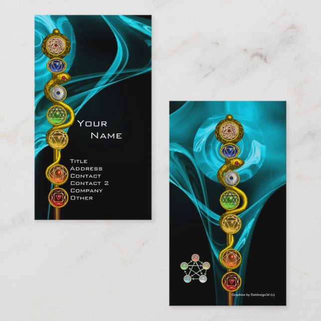 STRECKE VON ASCLEPIUS,7 SCHAKRAS,YOGA,SPIRITUELLE  VISITENKARTE (Vorne/Hinten)