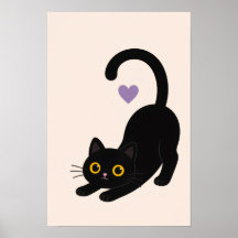 Streckendes schwarzes Katzenkunstwerk – Minimalist