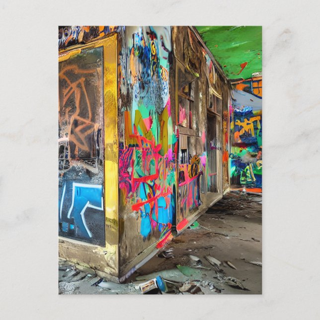 Street Art Abandoned Gebäude | BEHALTEND TOUCH Postkarte (Vorderseite)