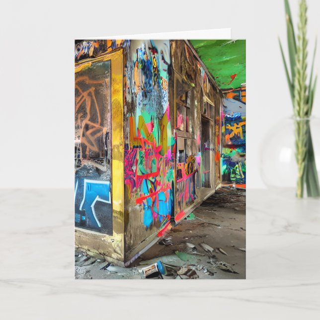 Street Art Abandoned Gebäude | Farblicher Tag Karte (Vorderseite)
