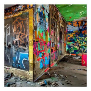 Street Art Abandoned Gebäude Personalisiert Poster