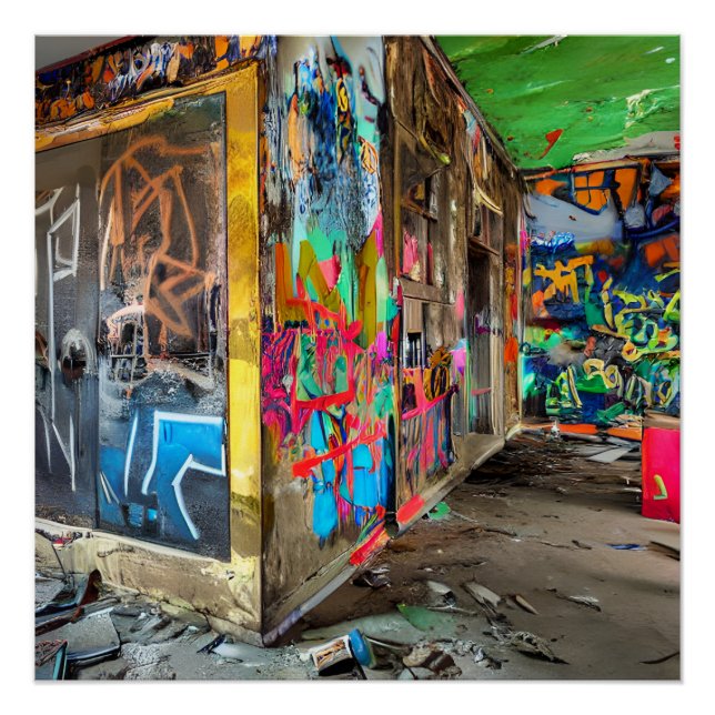 Street Art Abandoned Gebäude Personalisiert Poster (Vorderseite)
