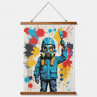 Street Art Gas Mask Wall Decke Wandteppich Mit Holzrahmen