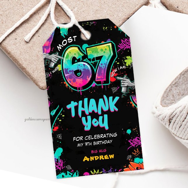 Street Art Graffiti 6 to 7 Birthday Geschenkanhänger (Street Art Graffiti 6 to 7 Birthday Gift Tags)