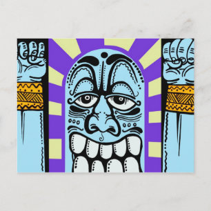 Street Art Graffiti Blue lustige Figur glücklich Postkarte