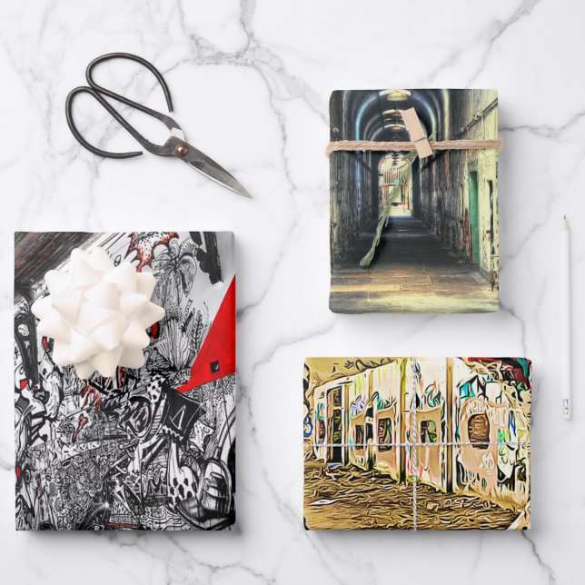Street Art, Urban Graffiti Geschenkpapier Set (Vorderseite)