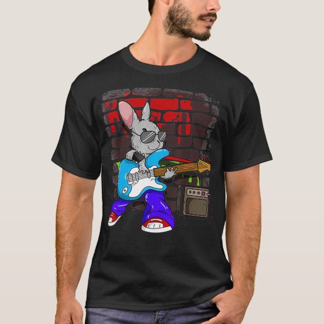 Street Busking Guitar Player Jump Jive Bunny T-Shirt (Vorderseite)