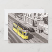 Street Car Belgrad Serbien Gelber Zug Postüberschr