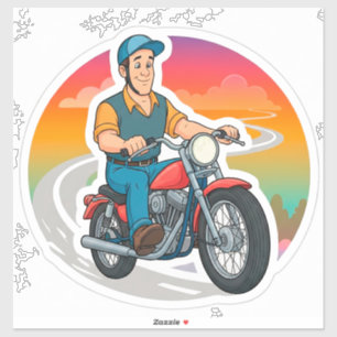 🏍️ Street-Cartoon-Motorradfahrer-Motion-Art Aufkleber
