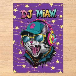 Street Cat DJ Attitude – Kühne Streetwear-Kunst Acryleinladungen