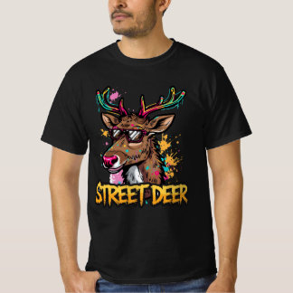 Street Deer – Graffiti Reindeer Christmas Design T-Shirt
