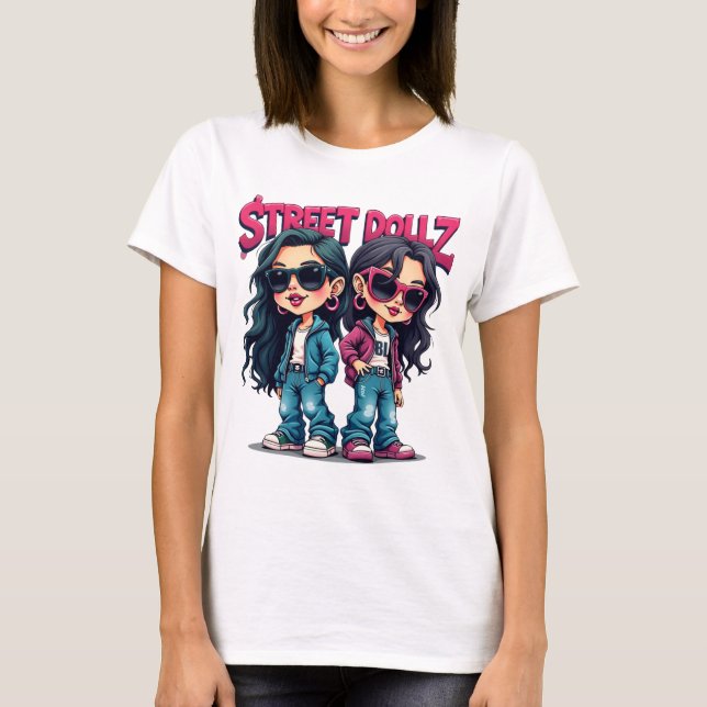 Street Dollz Baddie Girls Cartoon Graffiti T-Shirt (Vorderseite)