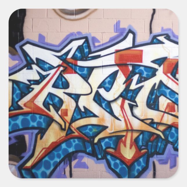 Street Graffiti Art Quadratischer Aufkleber (Vorderseite)