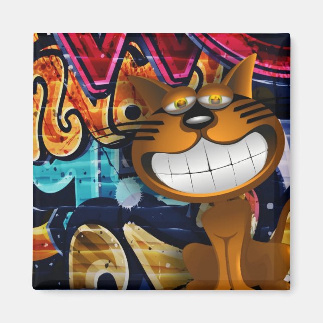 Street Graffiti Cat Magnet (Vorne)