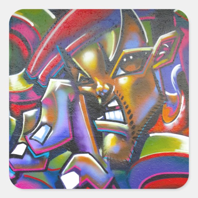Street Graffiti Quadratischer Aufkleber (Vorderseite)