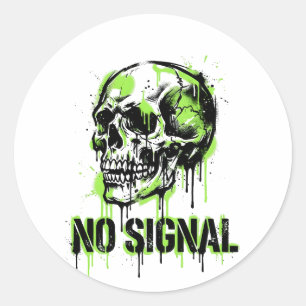 Street Graffiti Totenkopf Kein Signal Grafik Kapuz Runder Aufkleber