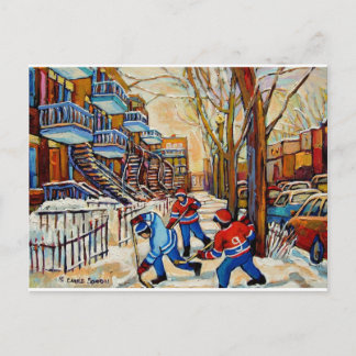 Street Hockey mit 3 Jungen Postkarte