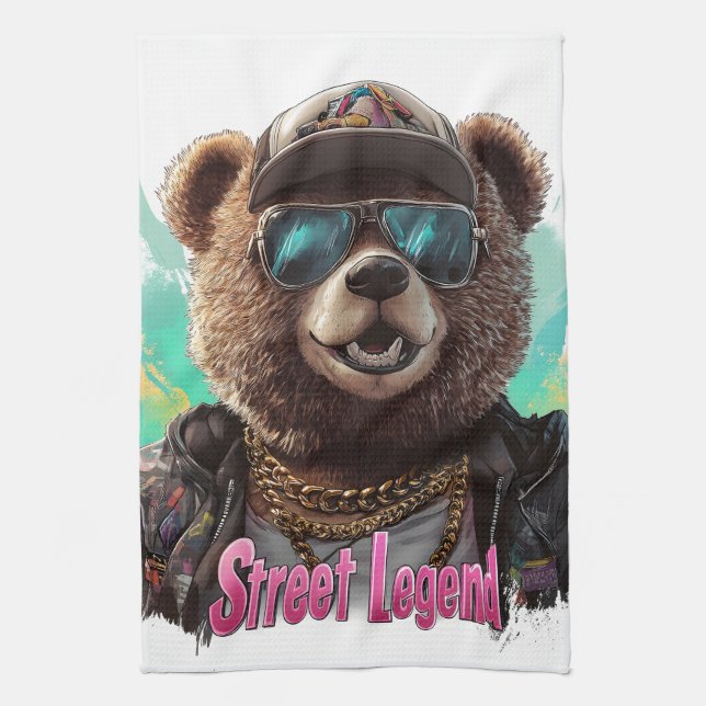 Street Legend Bear - Cooles Grafikdesign Geschirrtuch (Vertikal)