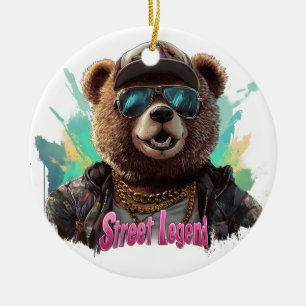 Street Legend Bear - Cooles Grafikdesign Keramik Ornament
