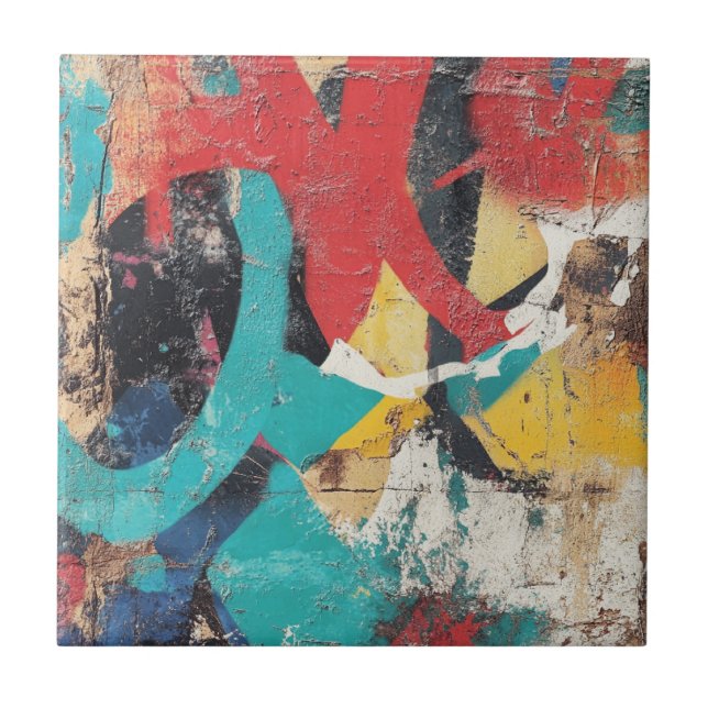 Street Mural with Layered Drips & Urban Color (3) Fliese (Vorderseite)