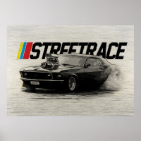 Street Race Muscle Car Supercharger Turbo Burnout