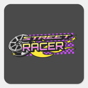 STREET RACERS BURNING WHEEL CLUB QUADRATISCHER AUFKLEBER