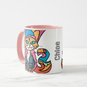 Street Retro Cat, Cap and Sneakers Funny Tasse