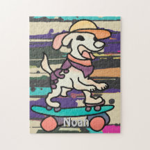 Street Retro Dog auf Skateboard | Funny