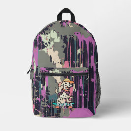 Street Retro Dog auf Skateboard | Funny Bedruckter Rucksack