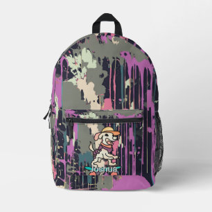 Street Retro Dog auf Skateboard   Funny Bedruckter Rucksack